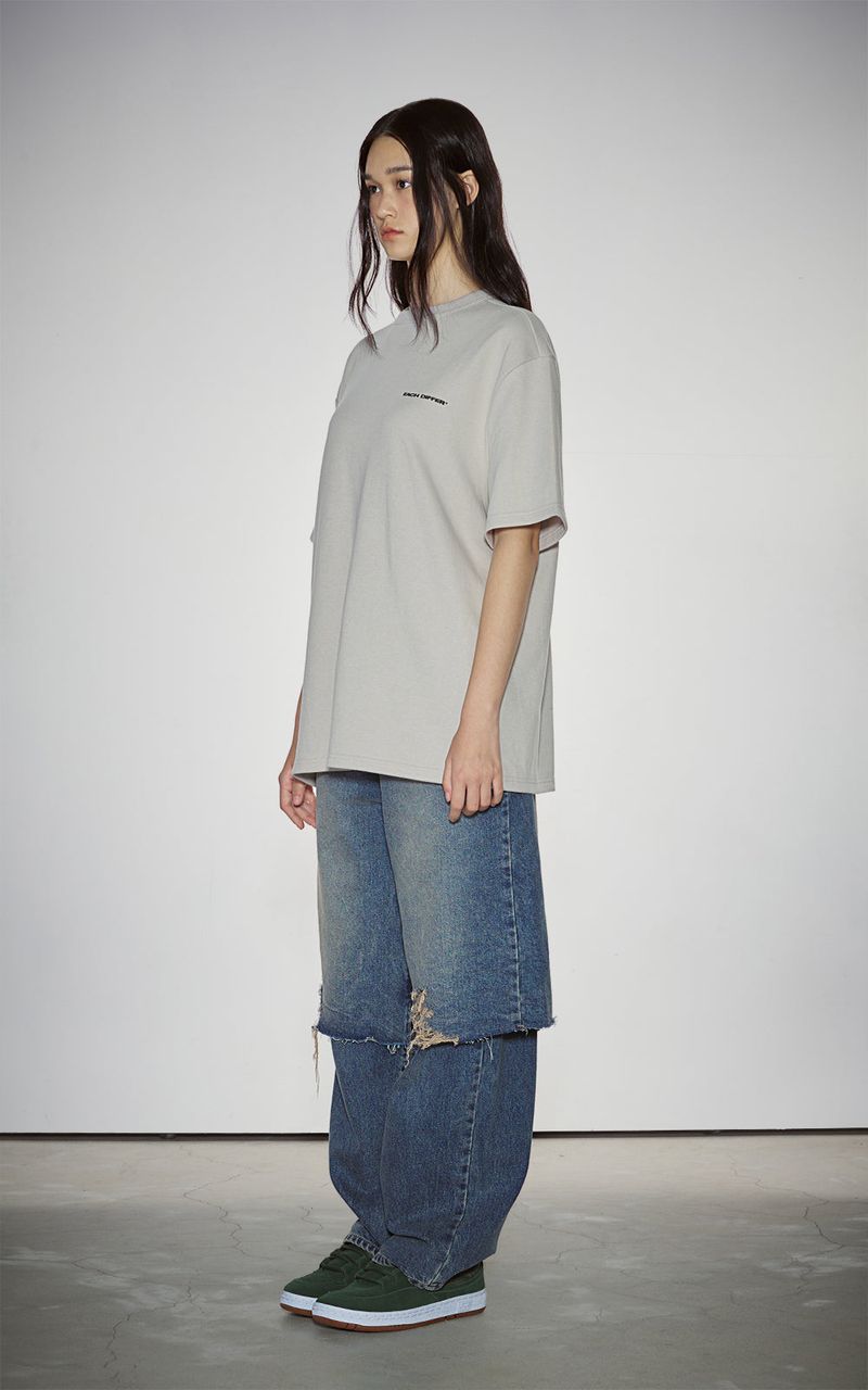 LAYERED DAMAGE DENIM_BEIGE INDIGO