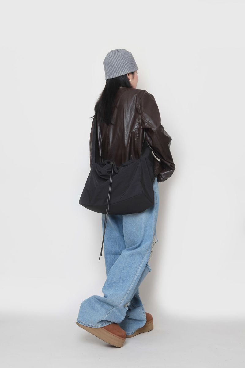 Crop leather cardigan