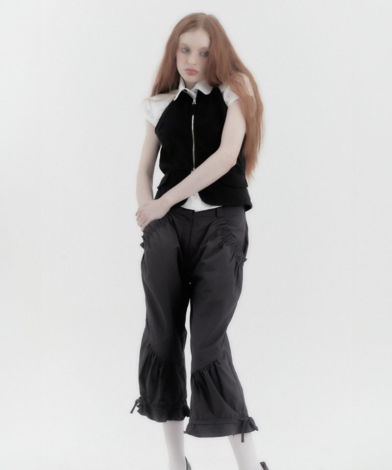 Capri Nylon Shirring Pants Gray