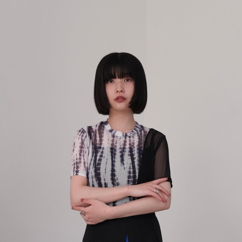 marble sheer switching tops