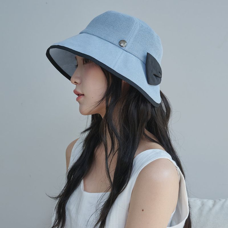 Ribbon Paper Wide Bucket Hat (Sky Blue)
