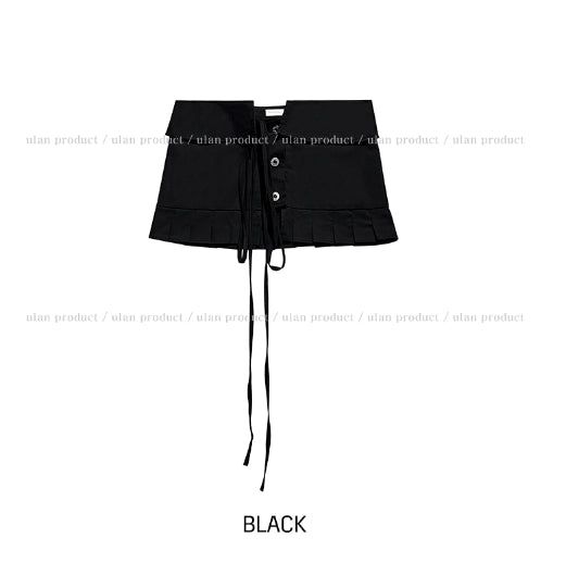 Molder strap layered pleated skirt