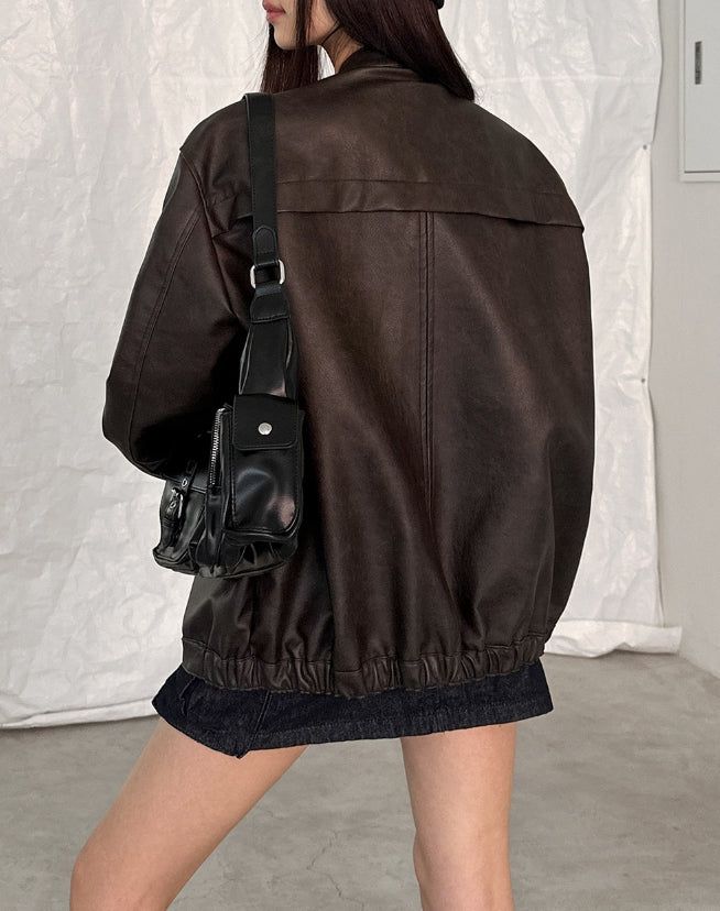 Margo Snap Pocket Balloon Leather Jacket