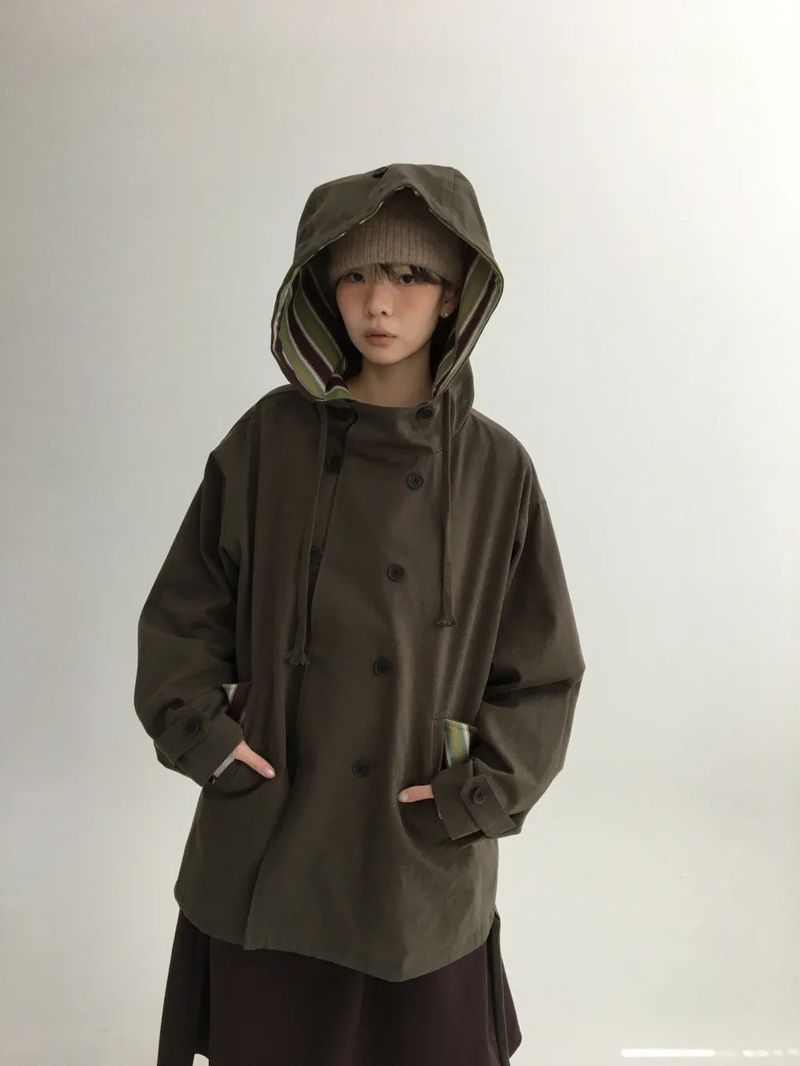 Hapo Button Hooded Short Field Jacket (2color)