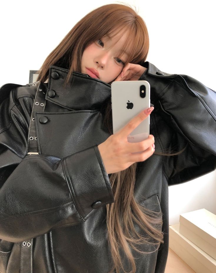 Saint High-Neck Unbalanced Leather Jacket