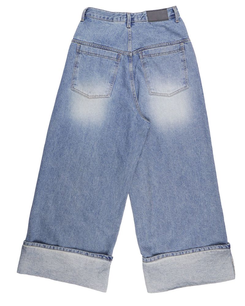  CUFFED WIDE DENIM PANTS