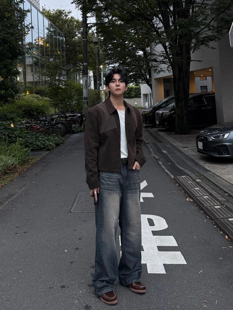 Luen Contrasted leather jacket