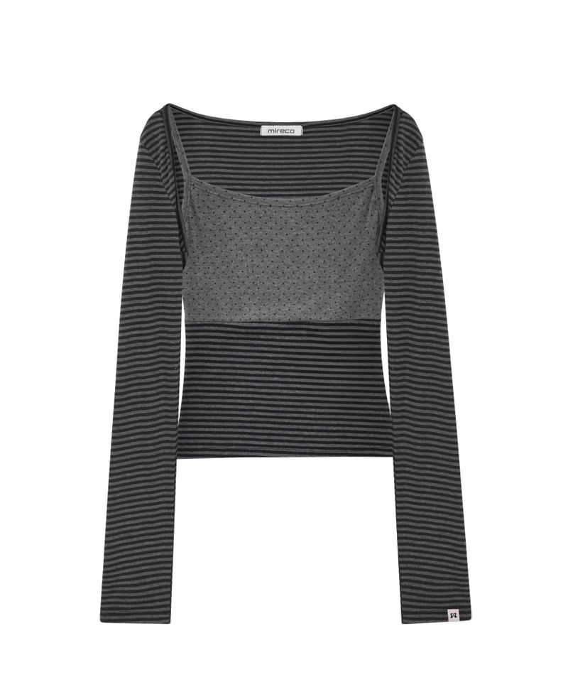 MIXED PATTERN CAMI & BOLERO SET CHARCOAL