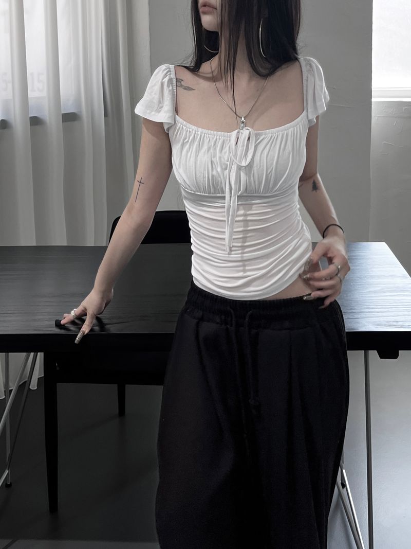 shirring flare top (2color)