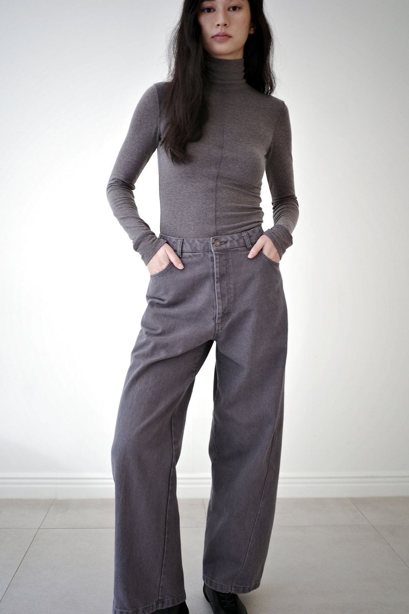 Washed straight leg pants, Ash purple