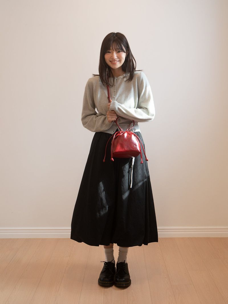 Leather Dumpling Bucket Bag - Red