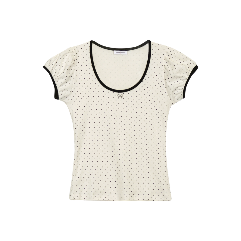 DOTTY RIBBON SHIRRING T-SHIRT