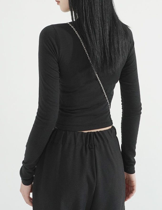 Half Turtleneck Sandy Slim-fit Crop LS Top