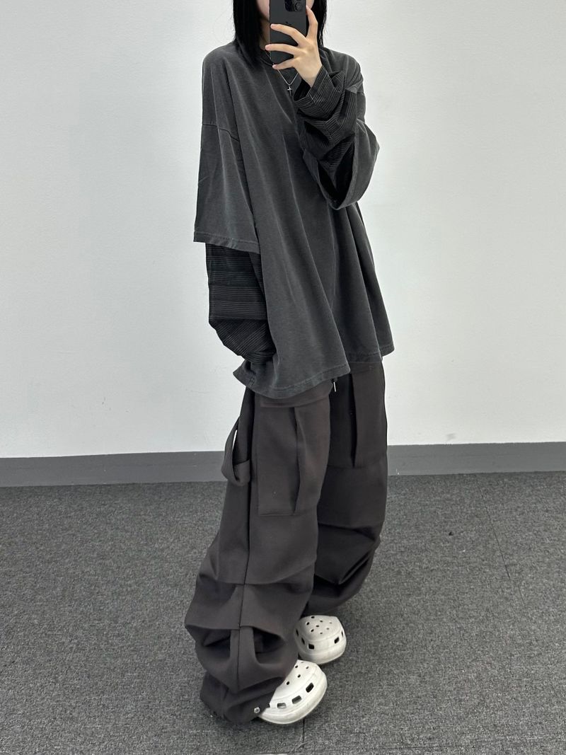 layered pigment stripe long sleeve