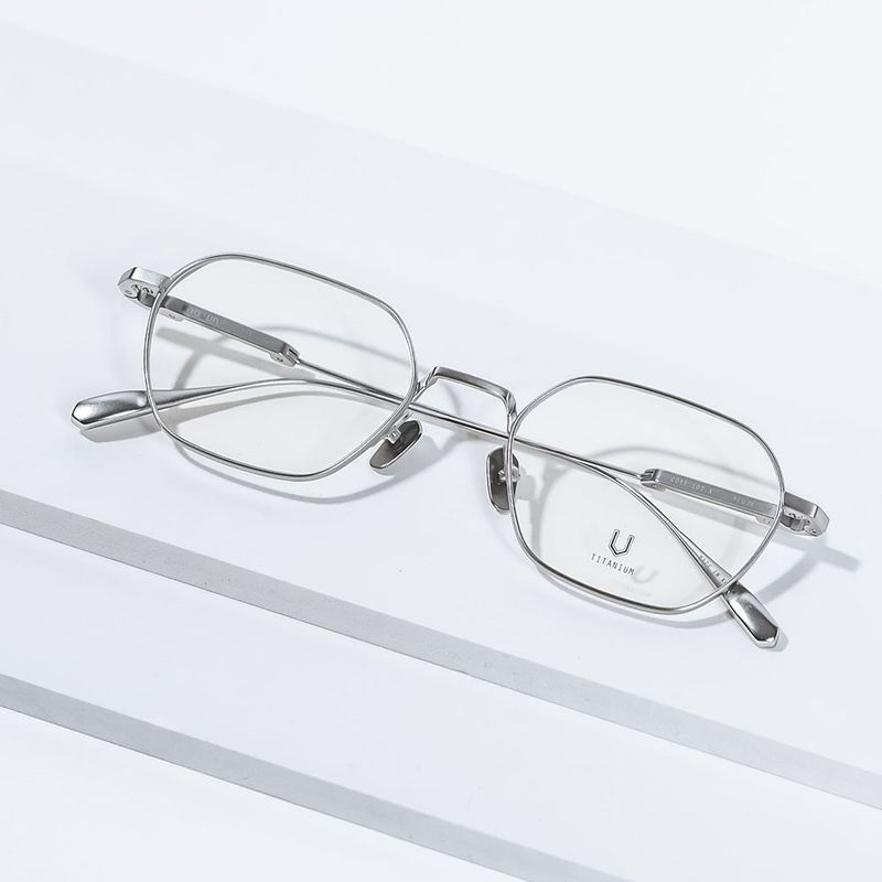 Knouun Square titanium glasses CODE. 102. A Silver