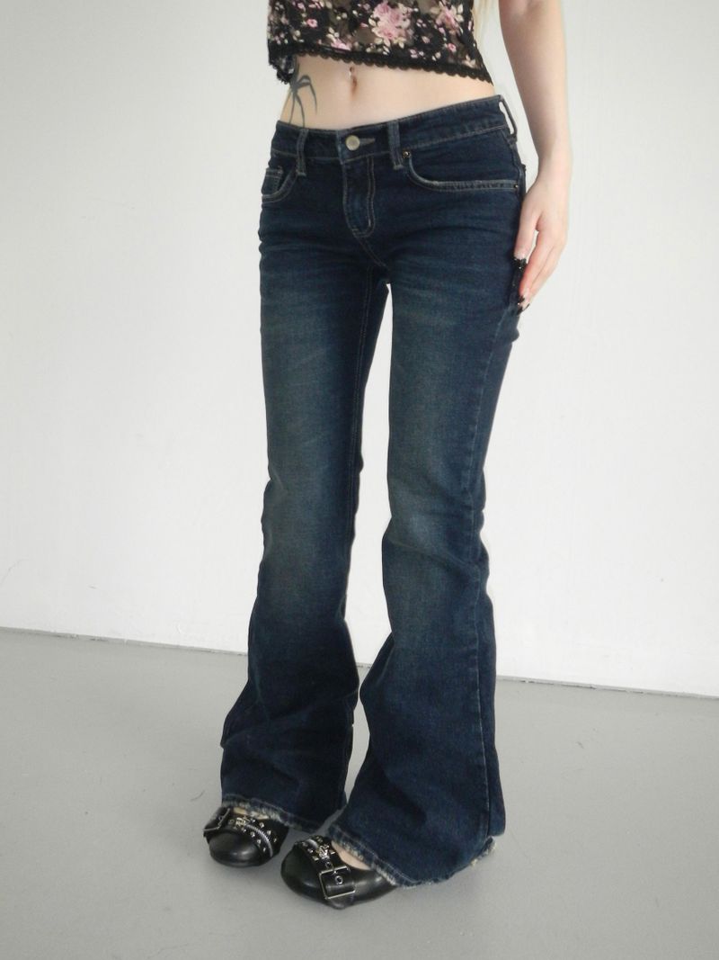down ruched dark denim bootcut pt