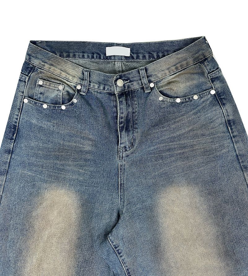 No.1249 back leather wide denim PT