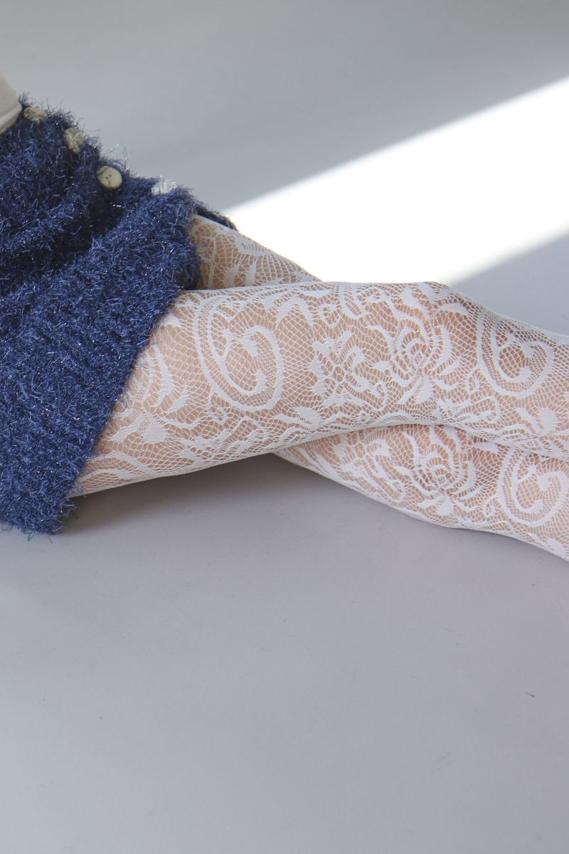 flower lace mesh tights