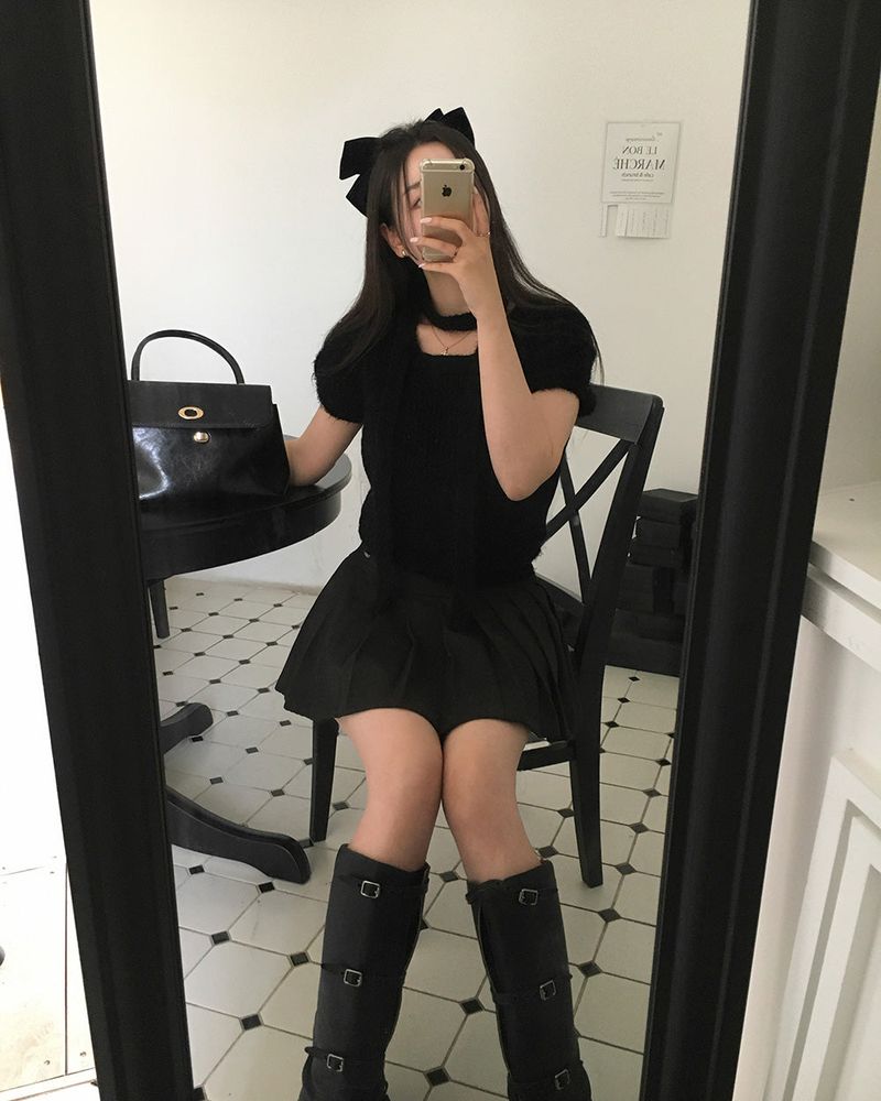 [ORIGINAL] HOLLY TIE SHORT-SLEEVE KNITTED SET