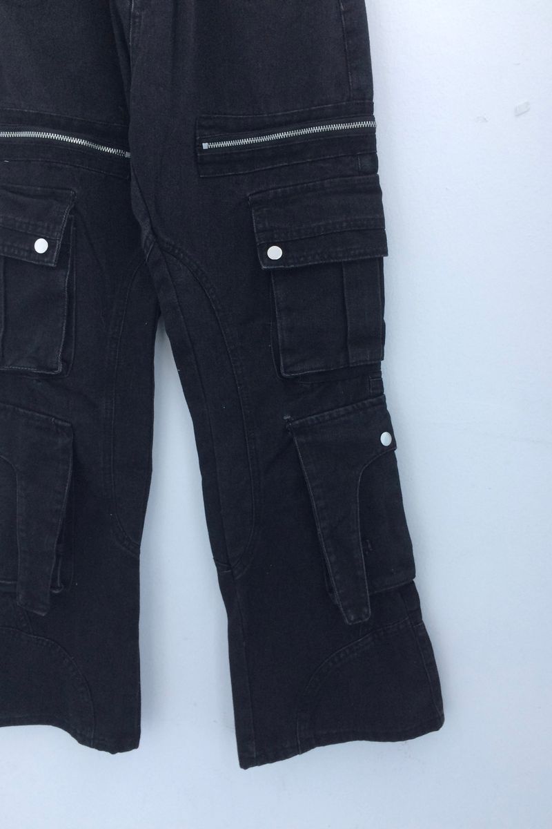 Pocket-line zipper bootcut pants