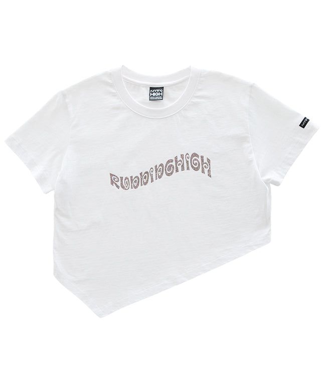 GLITTER LOGO UNBALANCE CROP TEE