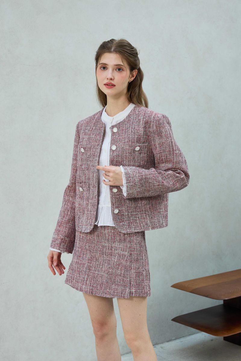 CHERISH TWEED SKIRT PANTS / RED