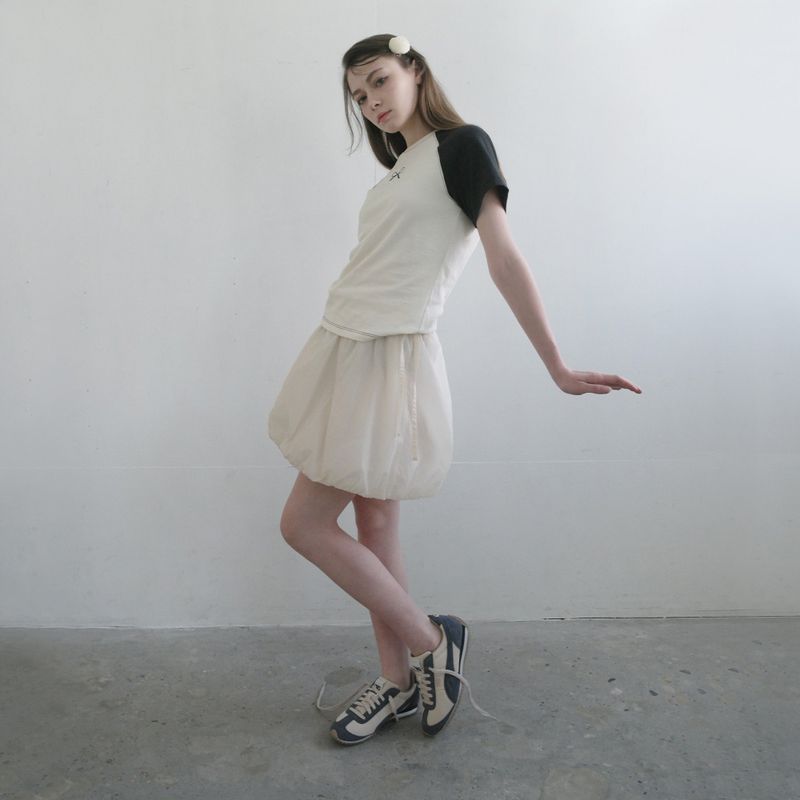 Cream Nylon Pumpkin Skirt