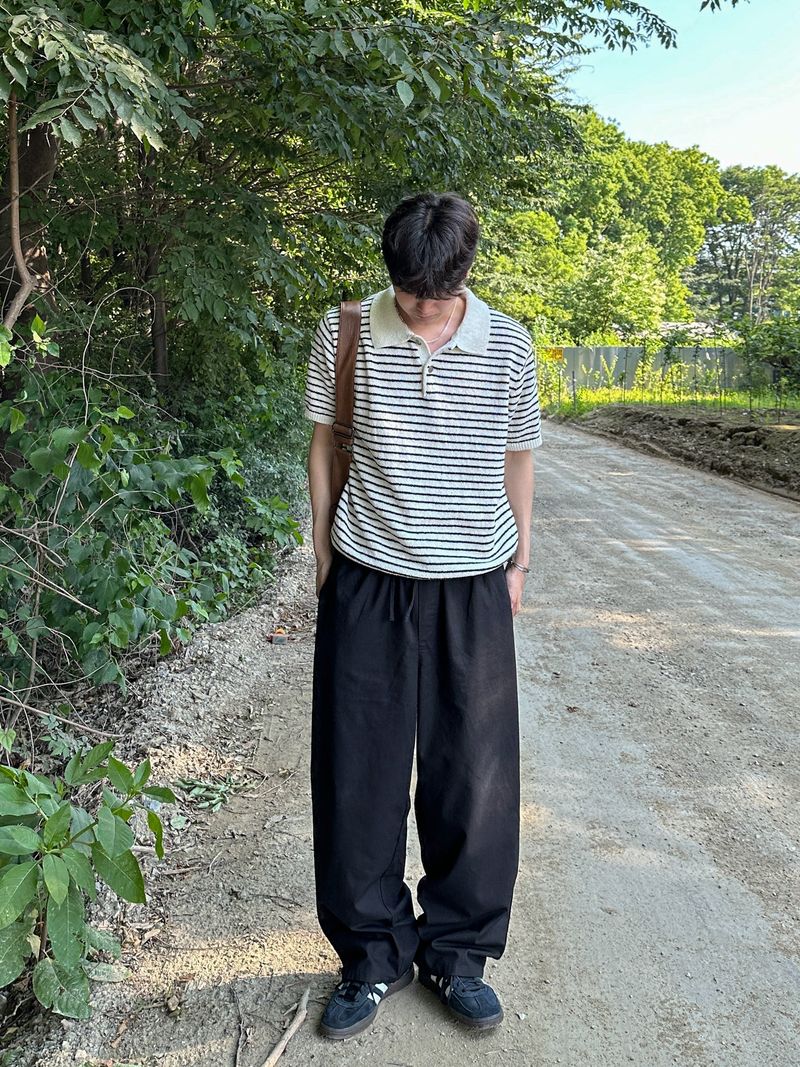 [Premium] Dail boucle stripe collar knit
