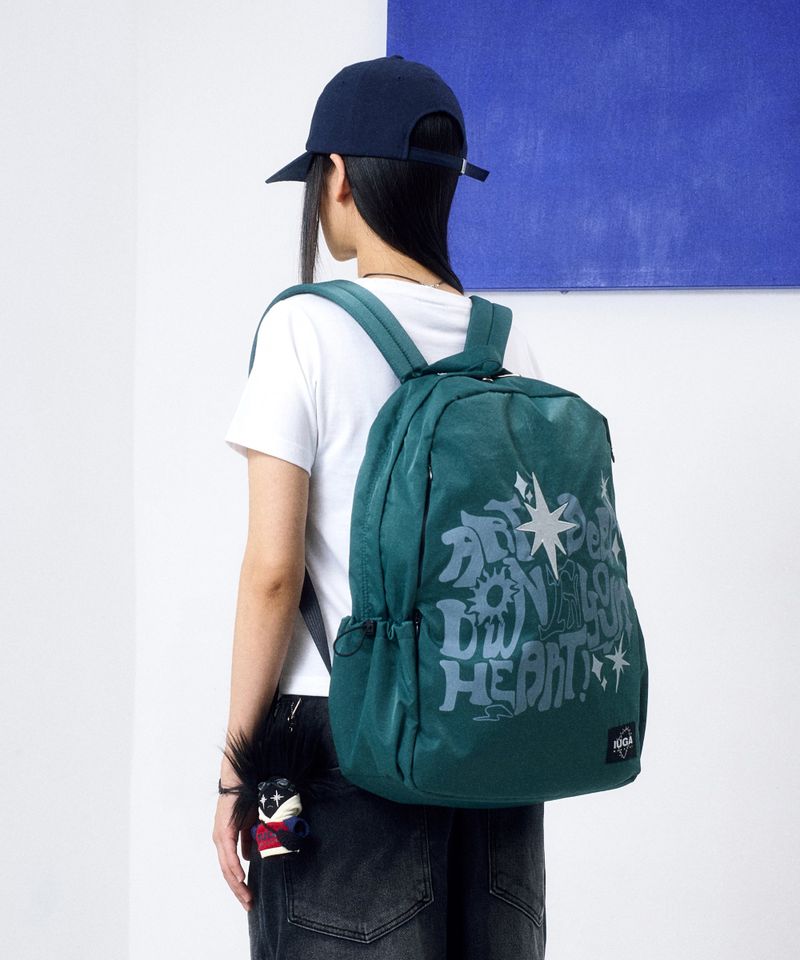 Printed Hidden Pocket Backpack (Green)