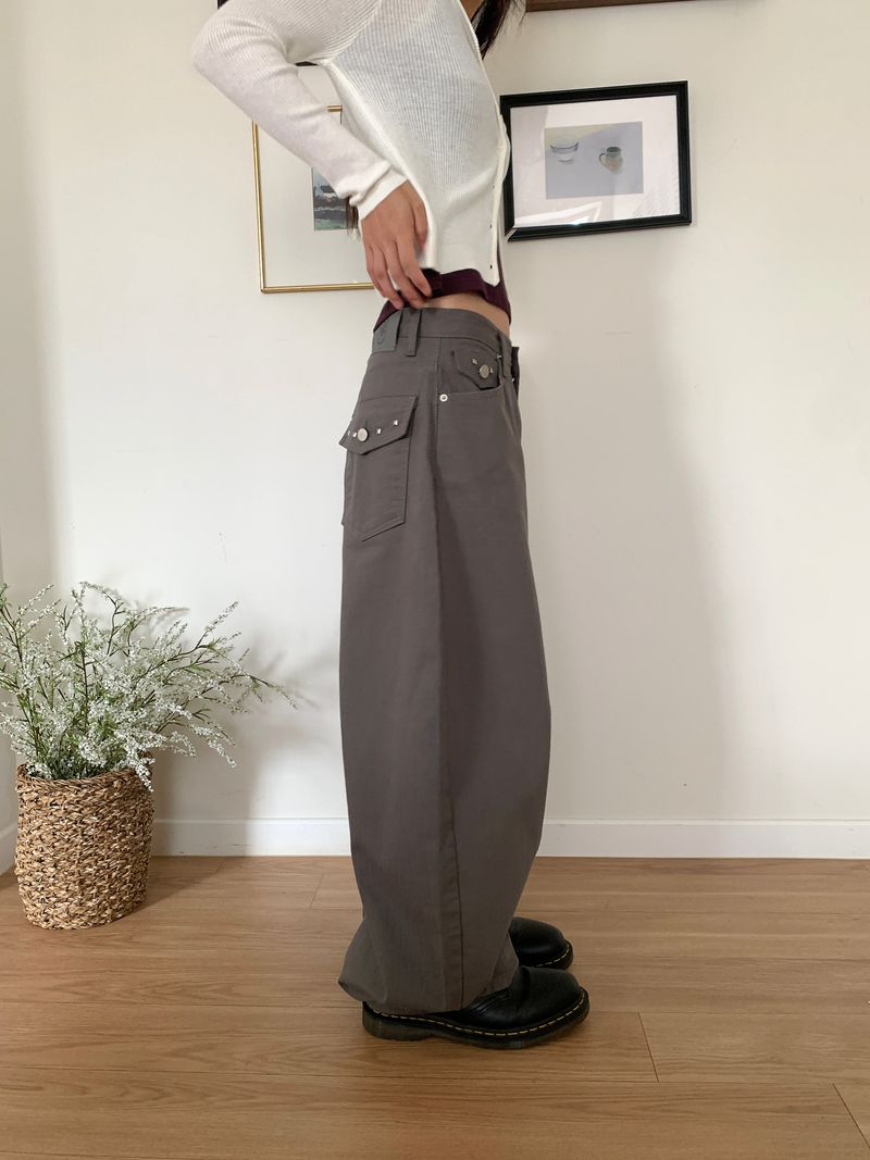 TWILL BACK POCKET STUD PANTS (3C)
