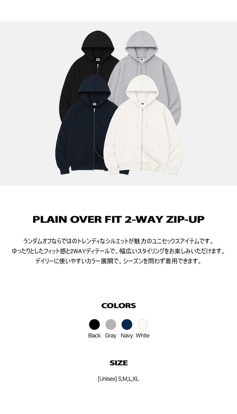 [Unisex] BASIC LINE OVER FIT 2-WAY ZIP-UP (4color)