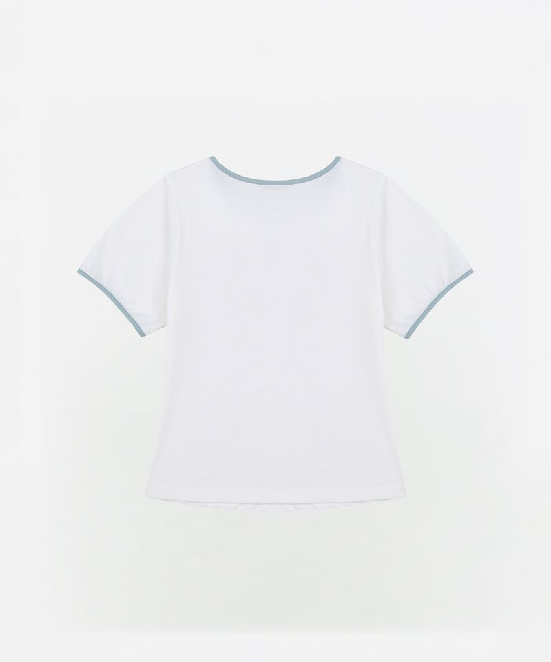 APPLIQUE LINGER SLIM T-SHIRTS [WHITE]