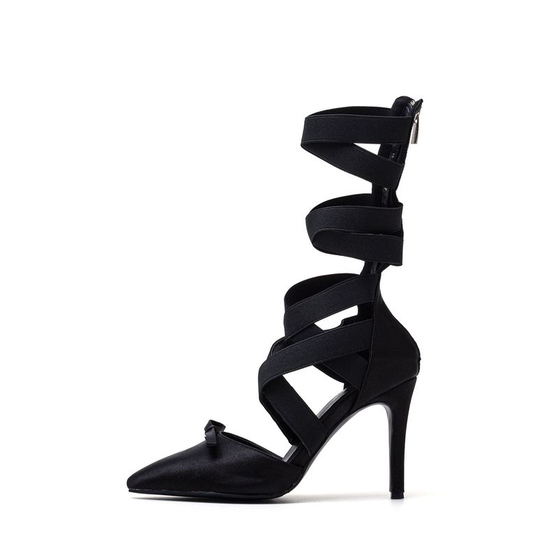 SSIMEEZ（シミズ）の「Elastic Strap Ribbon Stiletto Heel(Black)（Shoes）」