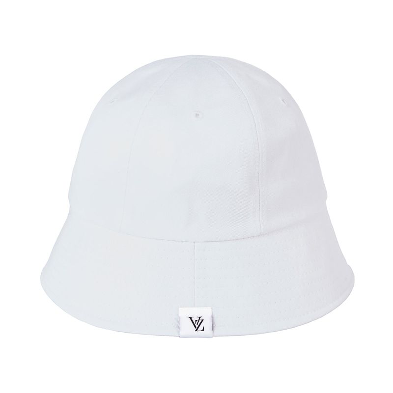 Monogram Label Round Bucket Hat White