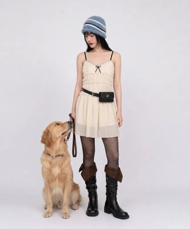 VIVIC（ビビク）の「ボウタイ ルーシュド ミニ ドレス (IVORY)（ワンピース/ドレス）」