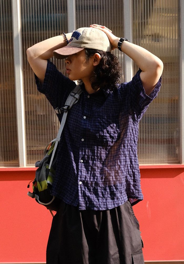 SEMIKAJI（セミカジ）の「[SEMADE] Forest Daily Check Half Shirts（Tops）」