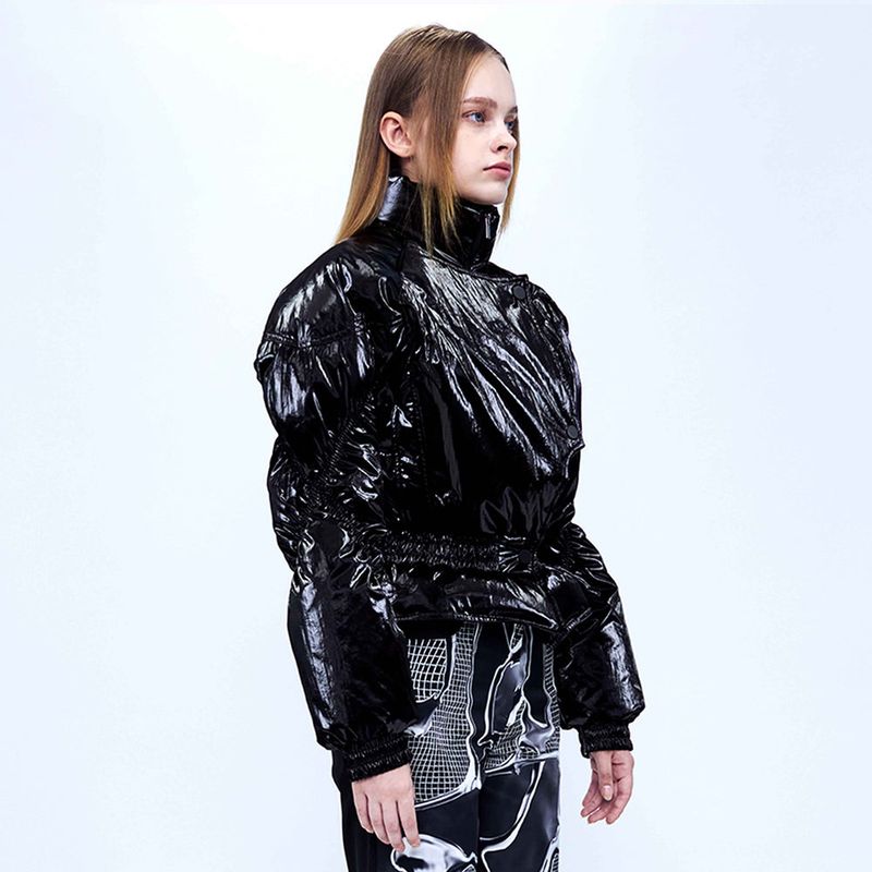 Double Layered Goose Down Jacket _ Glossy Black