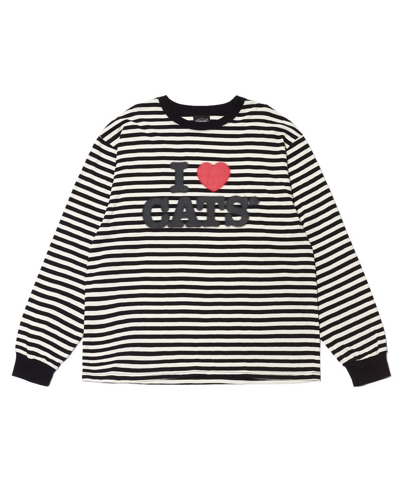 ITZAVIBE(イッザバイブ)の「I LOVE CATS STRIPE LONG SLEEVE(Tops)」