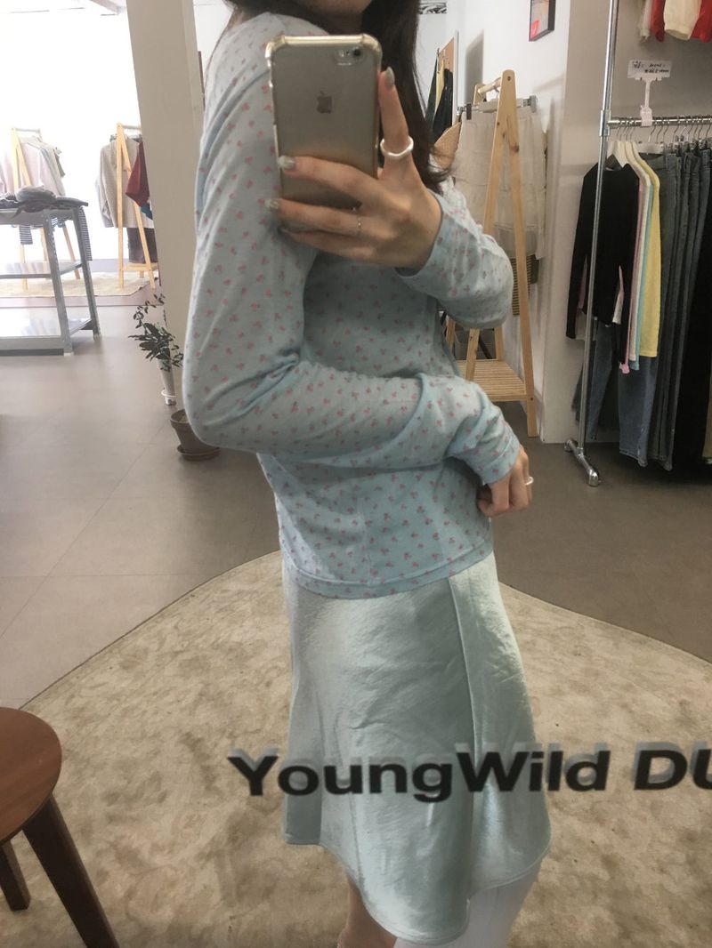 Floral Henley Neck Long Sleeve (4color)
