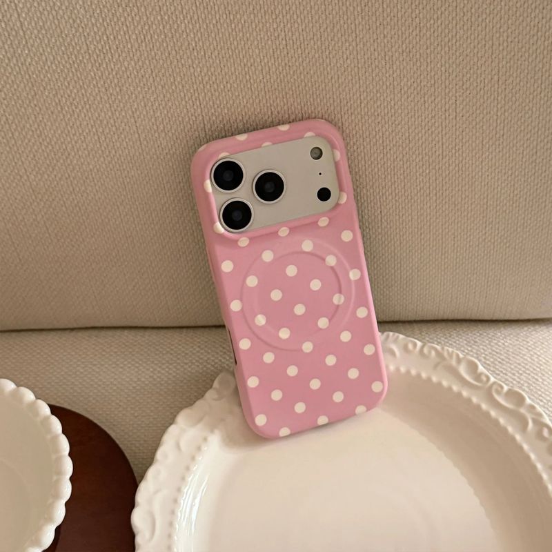 Pink Polka Dot Star Magnetic Stand Case