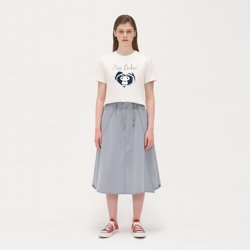 ハートバイカーパッチTシャツ ホワイト / ネイビー