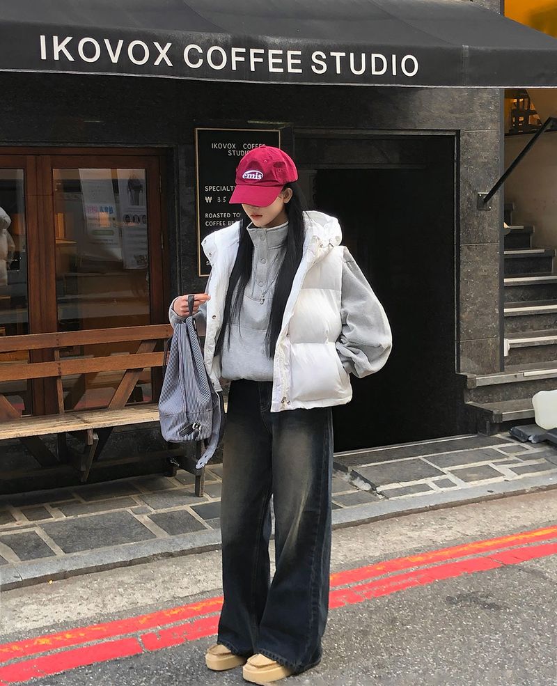 [BELLIDE MADE] Hooded string down vest
