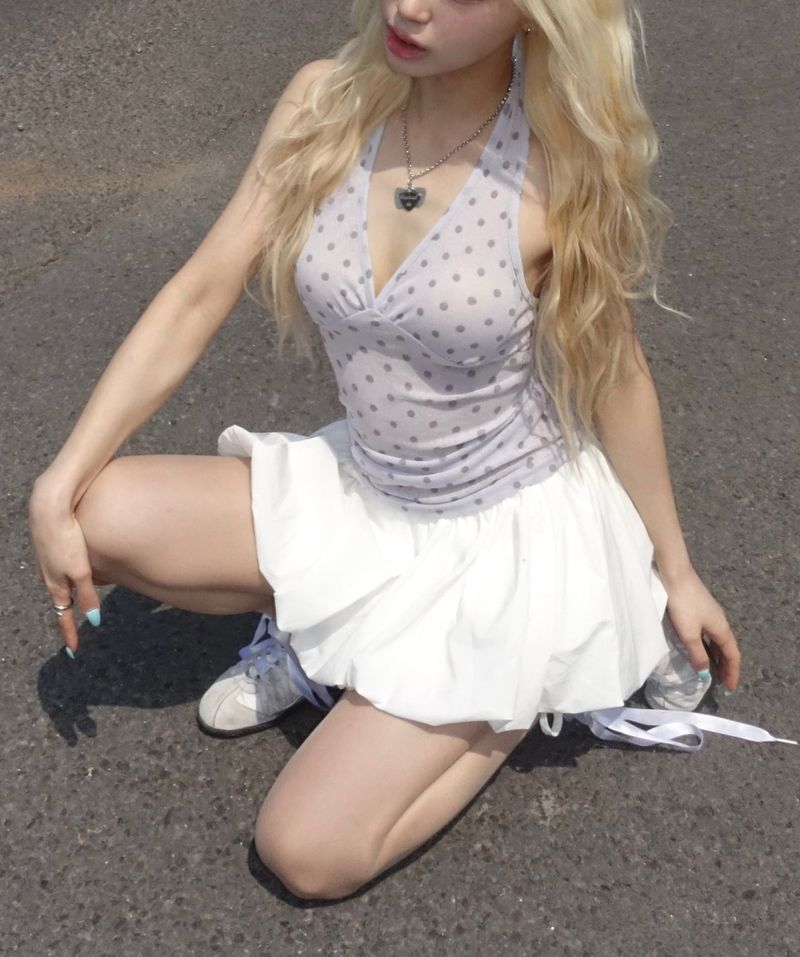 dot halter sleeveless