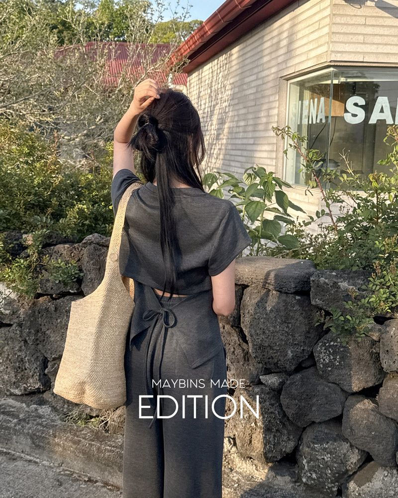 [MADE] Back‑slit T‑shirt & pants set