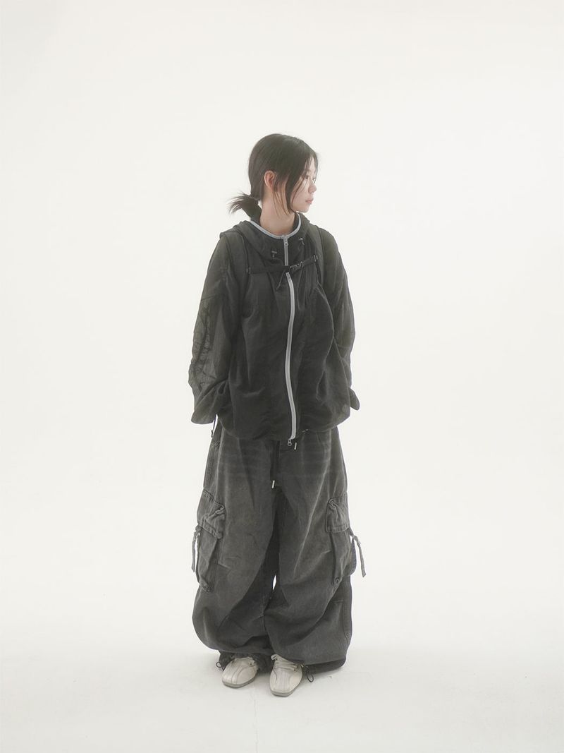 Bailen Shirring Ringer Windbreaker -4C