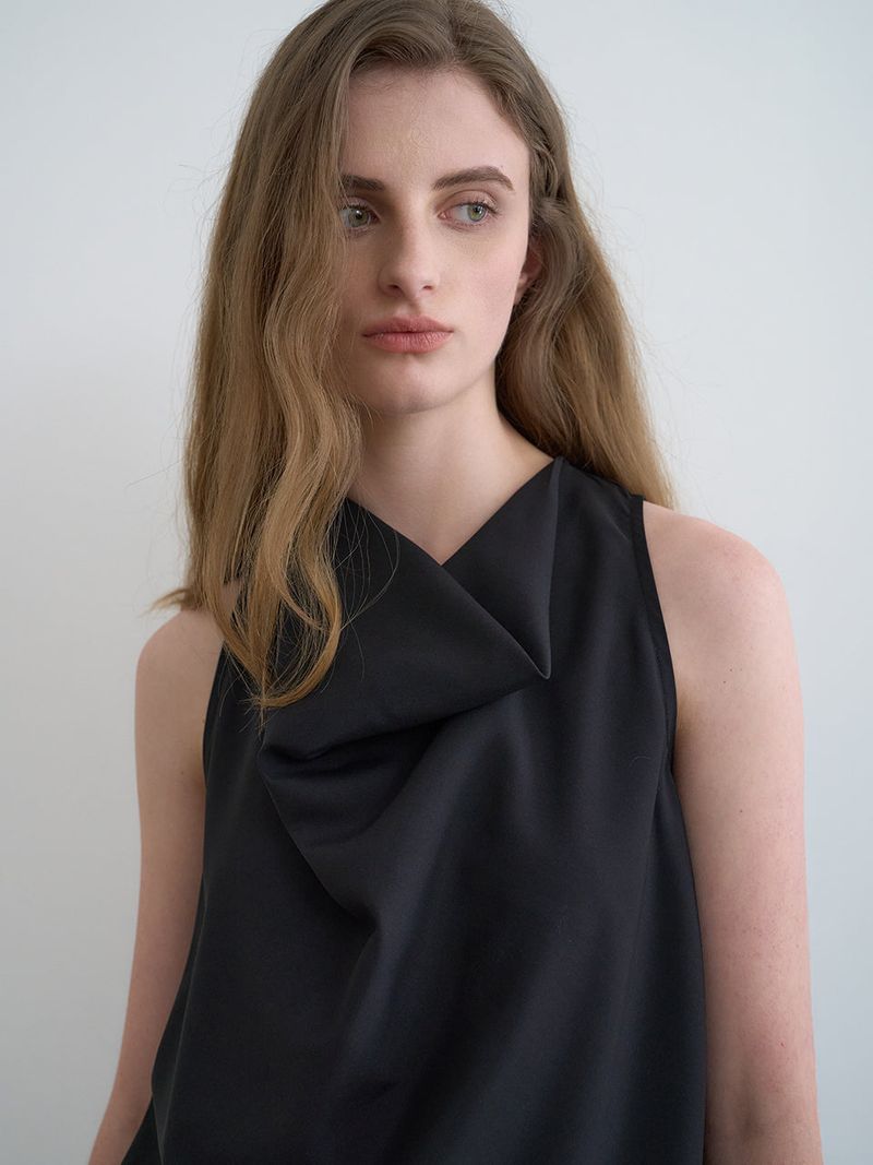 Celine cowl blouse (Black)