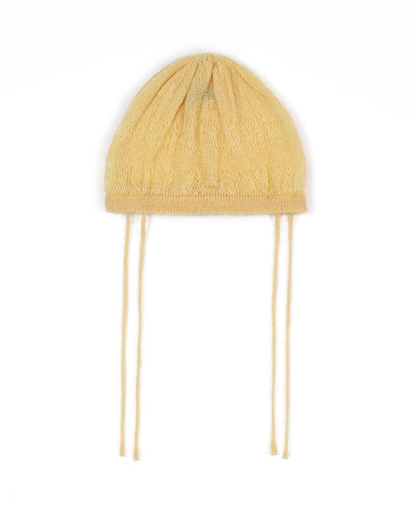 Ribbon Tied Beanie _ YELLOW