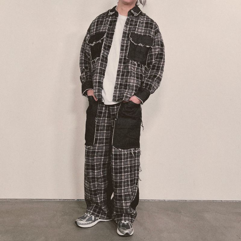grunge burner check pants_black