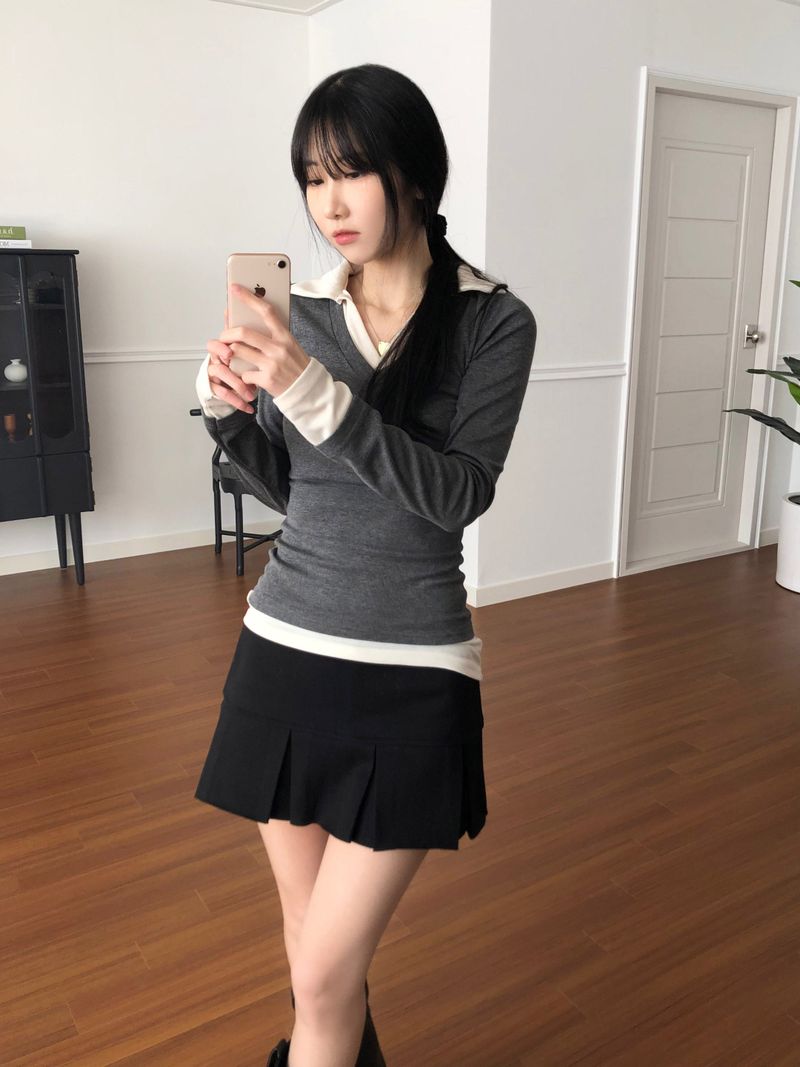 Layered Collar T-shirt (2 colors)