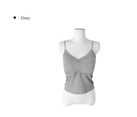 Rouge Ribbed Lace Cap Sleeveless